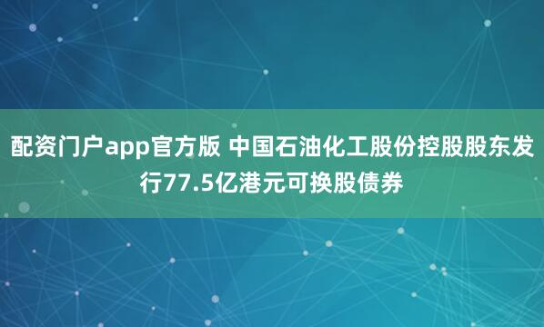 配资门户app官方版 中国石油化工股份控股股东发行77.5亿港元可换股债券